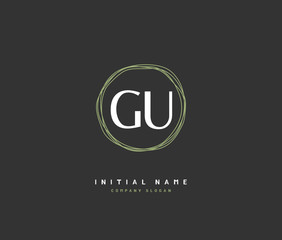 G U GU Beauty vector initial logo, handwriting logo of initial signature, wedding, fashion, jewerly, boutique, floral and botanical with creative template for any company or business.