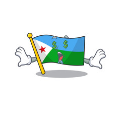 Flag djibouti with Money eye cartoon character style - 307319443