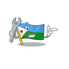 Professional Mechanic flag djibouti mascot cartoon character style - 307320013