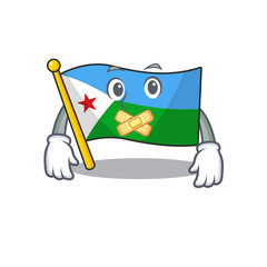 Flag djibouti mascot cartoon character style making silent gesture - 307320202