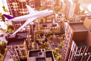 Travel concept and airplane city