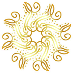 luxury and complicated golden frame with hand drawn monogram or pattern. copy space. golden gradient. Isolated on white background. Vector illustration. 