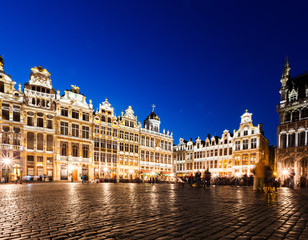 Grand Place in Brussels at night, Belgium