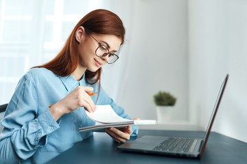 business woman working on laptop