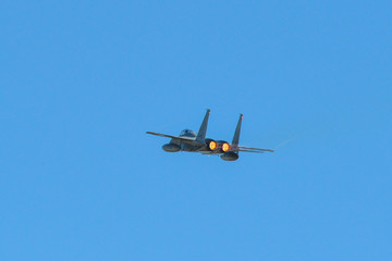 Fototapeta na wymiar Military aircraft flying for display