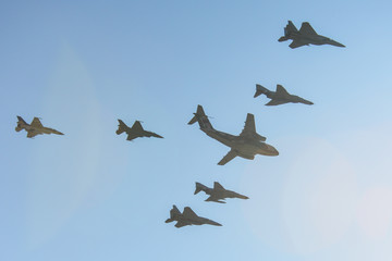 Military aircraft flying for display