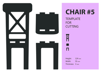 Furniture for doll house, vector template for laser cutting