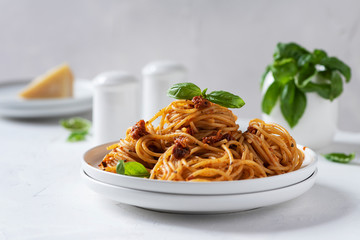 Italian pasta with dried tomatoes