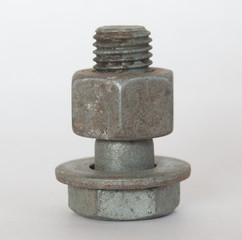 bolt and nut on white background
