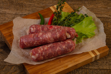 Raw pork sausages
