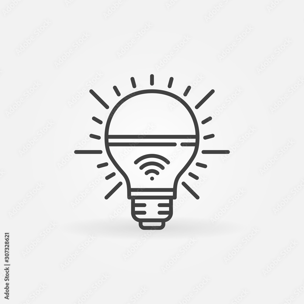 Poster wireless led light bulb outline vector icon or design element