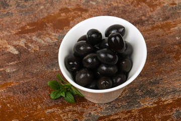 Black olives in the bowl