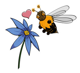 Cartoon Honey Bee with a flower