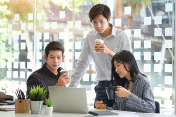 Business working in office with documents and laptop people Consulting and business planning.