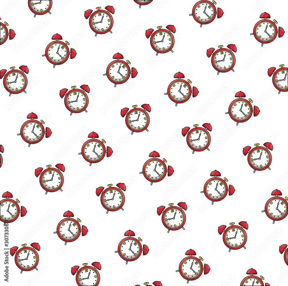Poster alarms clocks wake up pattern pop art style