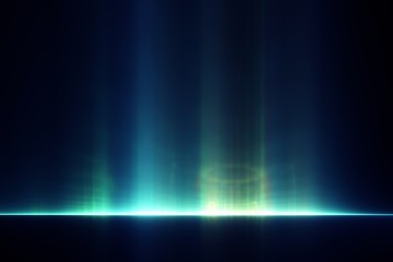 Abstract backdrop: light rays rising from the horizon