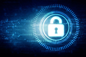 2d illustration Safety concept: Closed Padlock on digital background