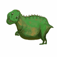 Hand Drawn Cartoon Dinosaur Tyrannosaurus Rex. T-Rex Smile. Vector