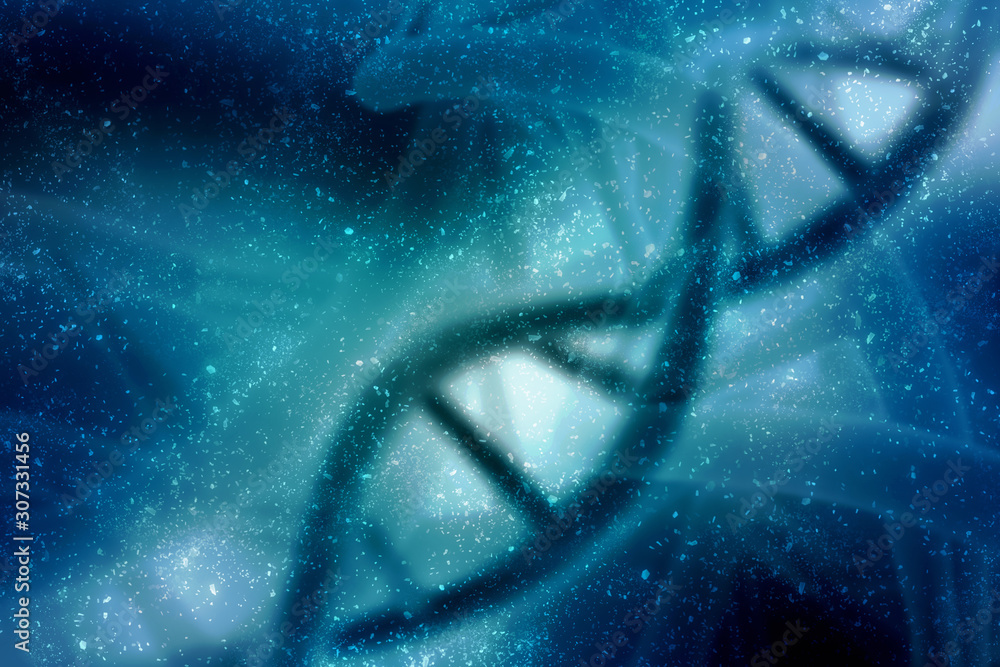 Poster 3d render of dna structure, abstract background