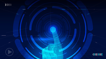 Ai technology interface vector background, touch screen by hand.