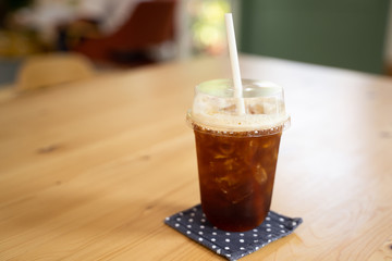 Ice coffee on the table