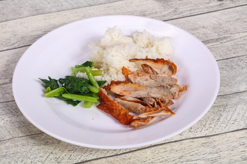 Rice with roasted duck breast