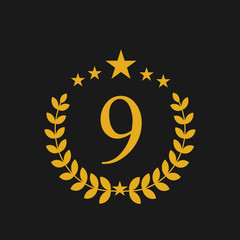 Gold award wreaths on black background. Vector illustration.