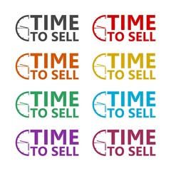 Clock with words Time to Sell color icon set isolated on white background