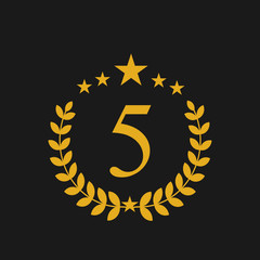 Gold award wreaths on black background. Vector illustration.