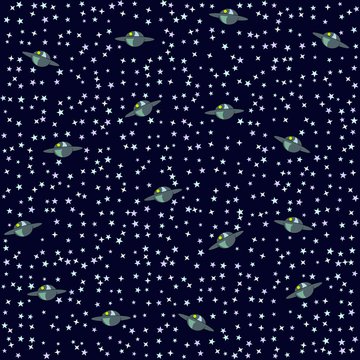 Endless pattern with flying saucers