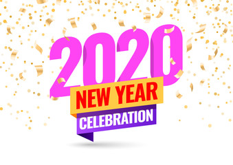 Vector text Design 2020. Happy new year template greeting card.