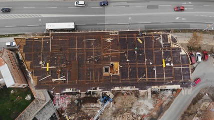 Building site construction above aerial view