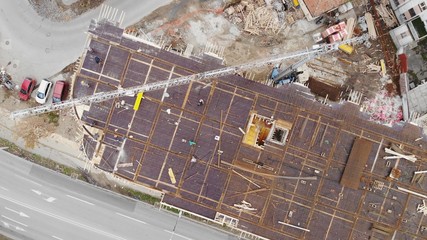 Building site construction above aerial view