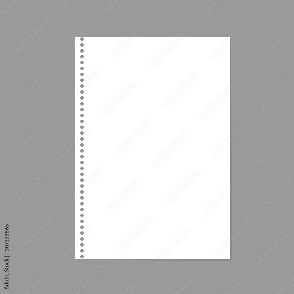 Poster realistic sheet of white paper with shadow isolated on a gray background. notepad sheet. vector illu