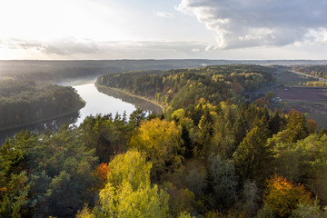 Nemunas river from view tower  in the fall - 307334255