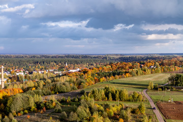 View of the town from view tower  in the fall - 307334256