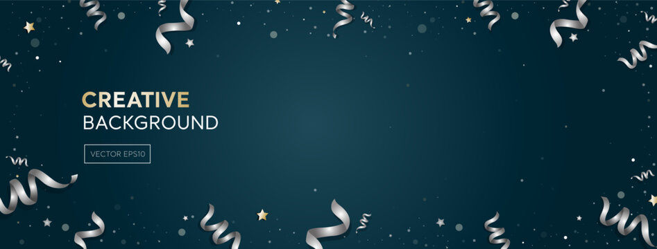 Dark blue Christmas and New year festive banner background - Powered by Adobe