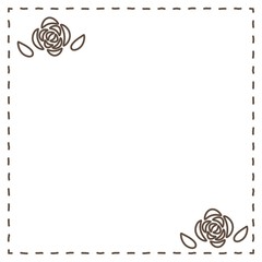 バラの花のシンプルな線画スクエアフレーム