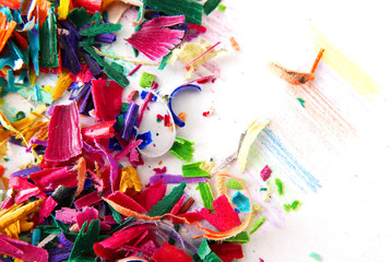 Fototapeta na wymiar Colorful pencil flakes confetti