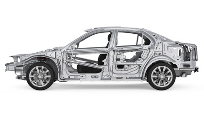 Unibody Car Chassis Frame Isolated - obrazy, fototapety, plakaty