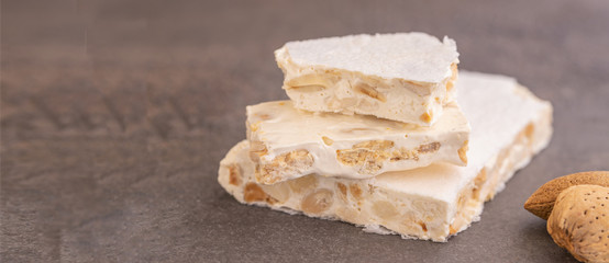 Turron duro or hard almomd nougat. It traditional sweet consumed in Spain at Christmas time.