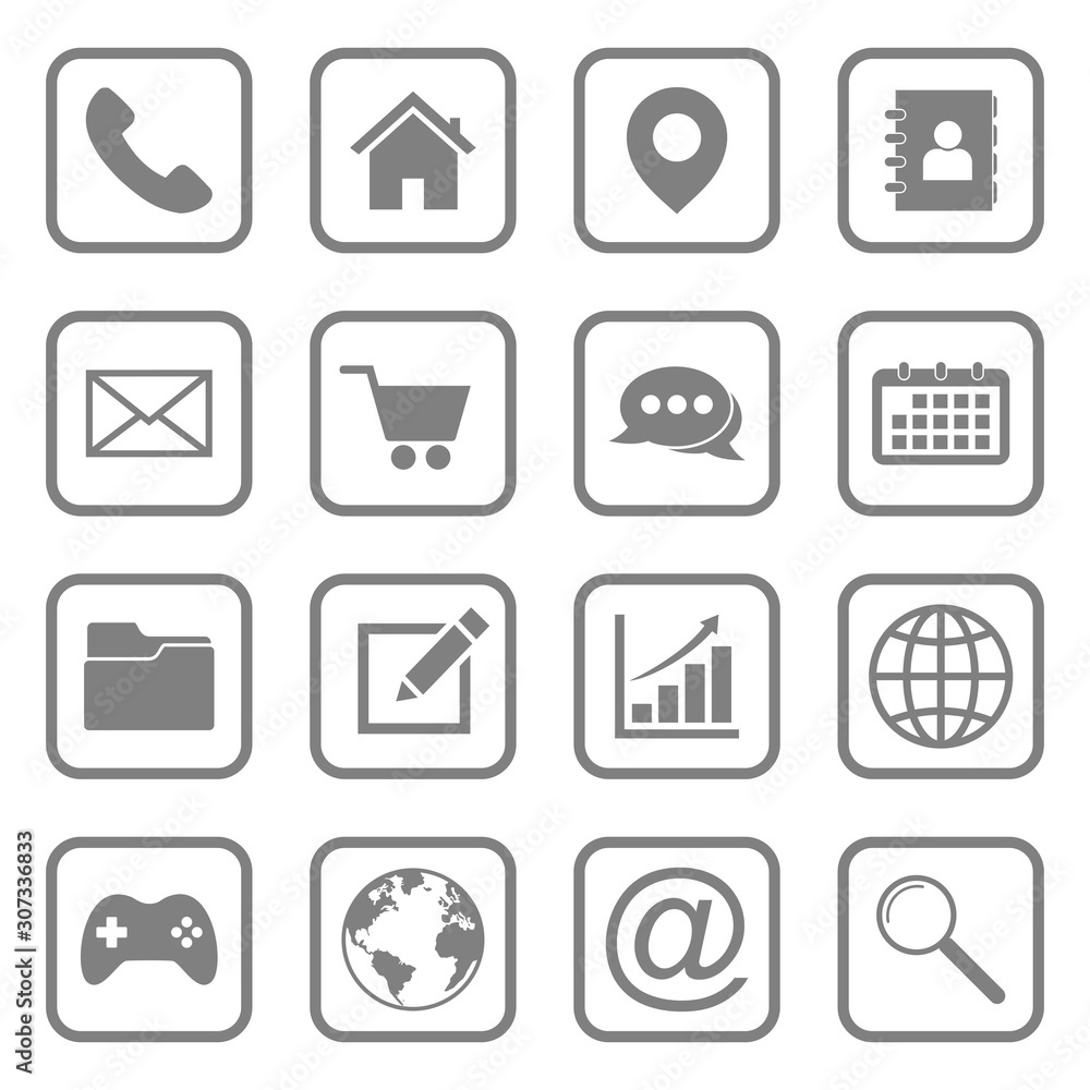 Poster website icon set vector design symbol