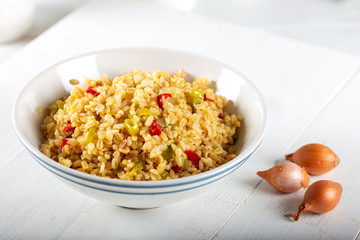 Bulgur pilaf with vegetables, bulgur pilavi