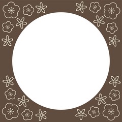 梅と桜の花の茶色のスクエアフレーム