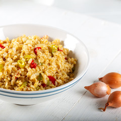 Bulgur pilaf with vegetables, bulgur pilavi