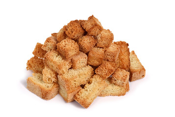roasted dry bread slices, isolated.