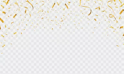 Foto op Aluminium Celebration background template with confetti and gold ribbons. luxury greeting rich card. © HNKz