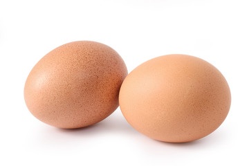 two eggs are isolated on a white background