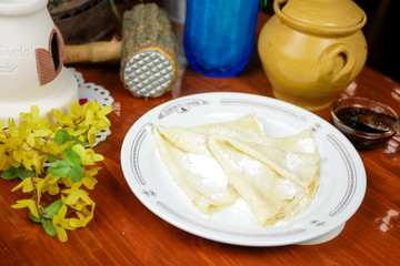 Pancake on a restaurant table