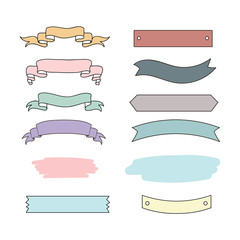 Handdrawn banners and ribbons collection. Banner set clipart. Scrapbooking elements